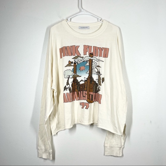 Free People Tops - FREE PEOPLE Daydreamer Pink Floyd Animals Tour 77 Crop Long Sleeve Band Tee XL